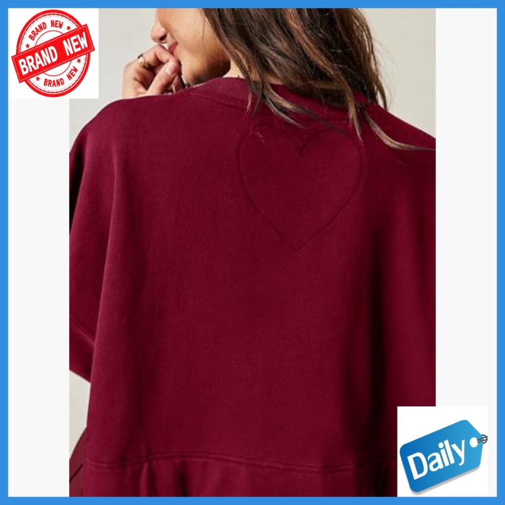 Oversized Sweatshirt Dress Crew Neck Long Sleeve Patchwork Pullover Mini Dress - Picture 5 of 7